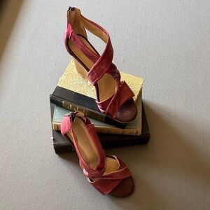 Diba Red and Brown Strappy Heels